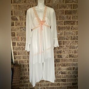 Peignoir Delicates Size Small Bridal lace ribbon embroidered honeymoon